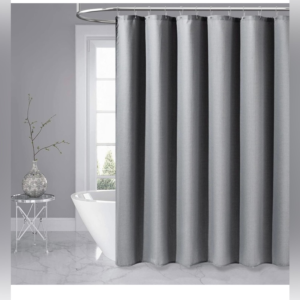 Dynamene Grey Fabric Shower Curtain